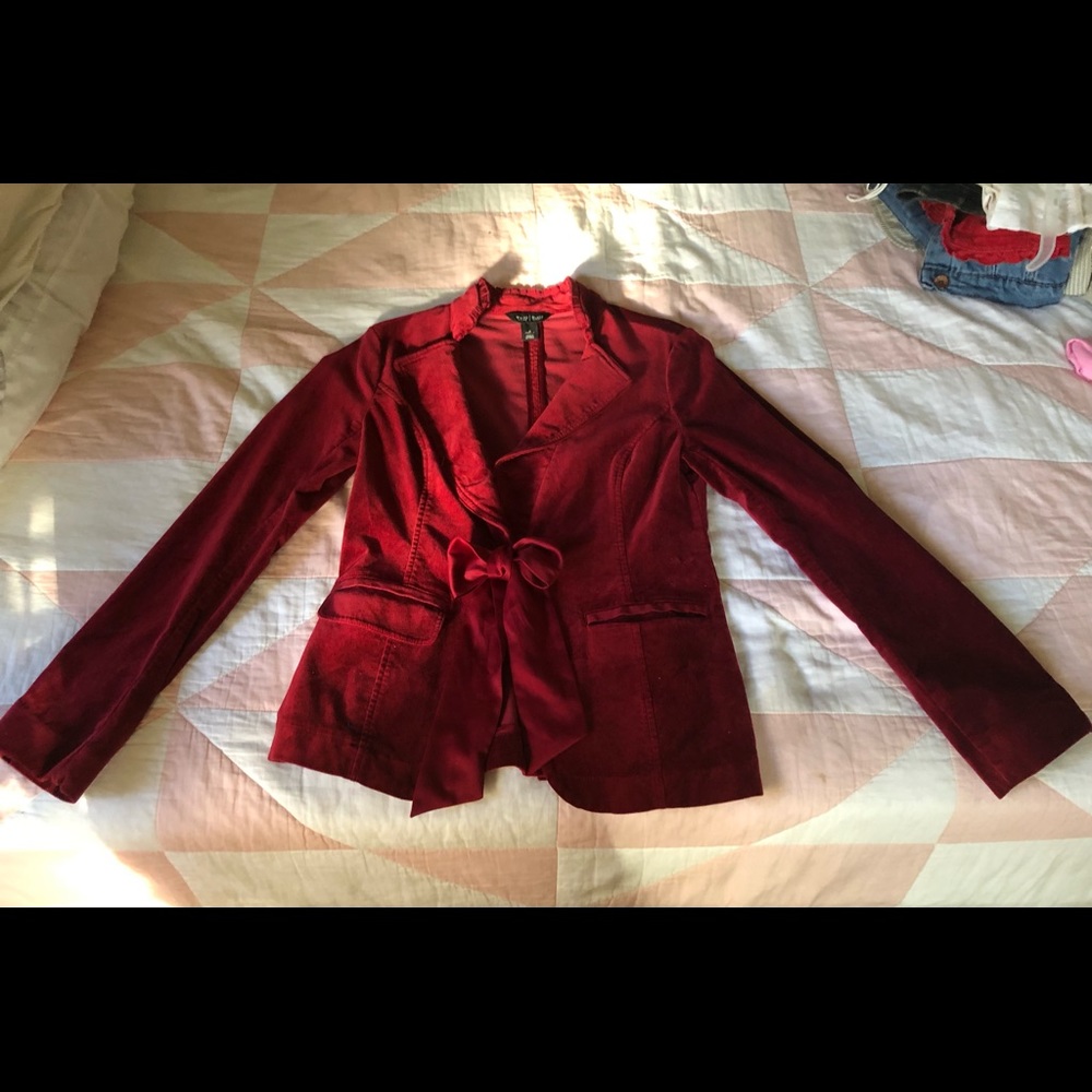 White House Black Market velvet sash-tie blazer